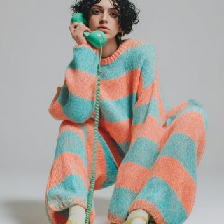 Sea meets sky.

Aquatic turquoise and sun-washed coral move in soft, oversized stripes, translating the colours of a summer horizon into knitwear. Cool sea tones meet the warmth of sunset light, while mint-green accents add a playful, slightly retro note.

A fresh chromatic dialogue between water, sky and light , relaxed, luminous and effortlessly graphic.

#colours #ss2026 #summervıbes